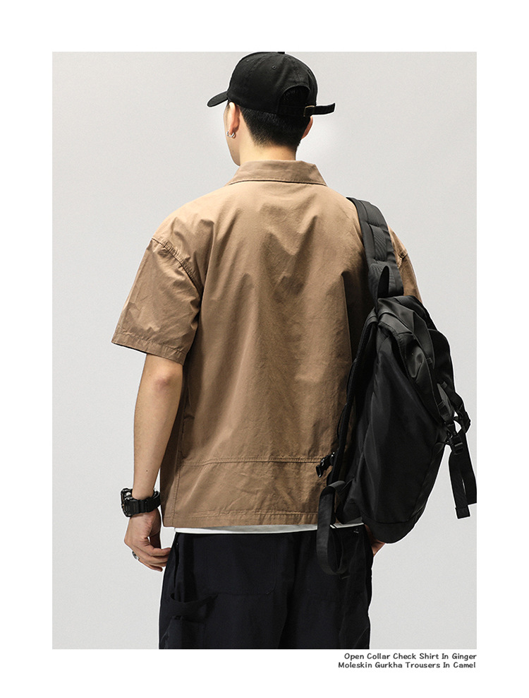 768 Men's Casual Cargo Shirt Polo Shirt Short Sleeve Top Summer