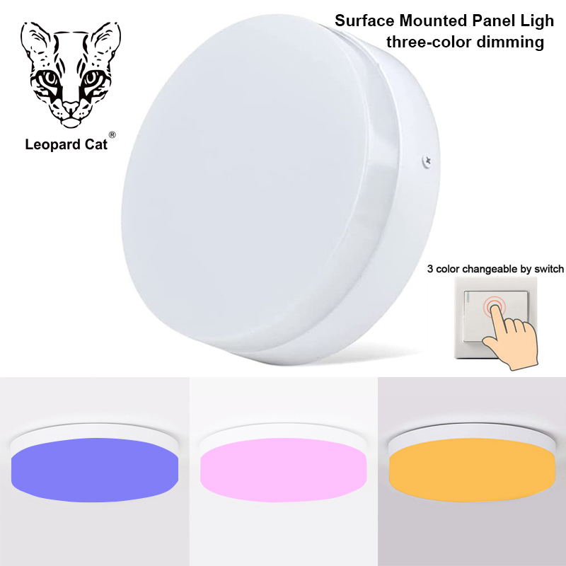 Leopard Cat 18W 24W 36W Triple Dimmable LED Surface Mount Panel Light, LED Ceiling Light Closet Ceiling Fixture for Laundry Room, Hallway, Bedroom, Basement, Kitchen Modern Round Lighting Fixture