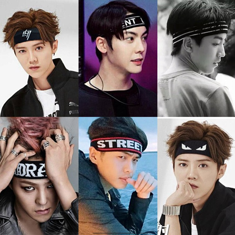 Sports hair band tide men's headband hair band Korean headdress wide side headband sweat-absorbing headband personality running head cover female