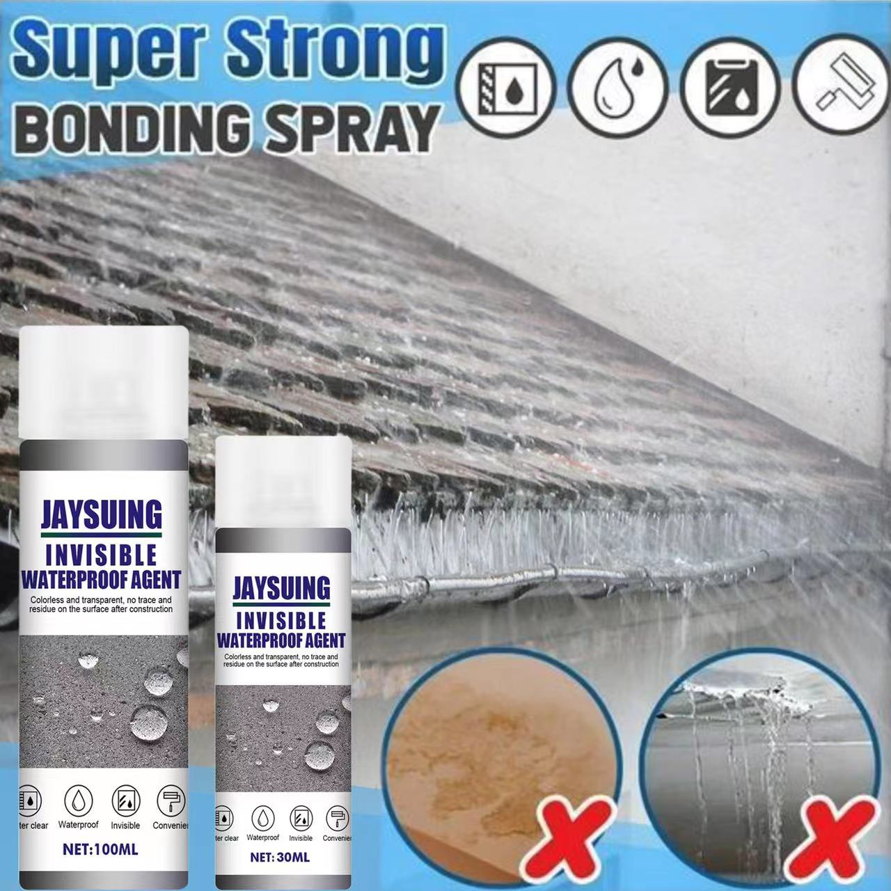 30/100ml Super Strong Spray Sealant Waterproof Instantly Seal Repair Cracked Broken Surface for External Wall Roofing Glue Spray