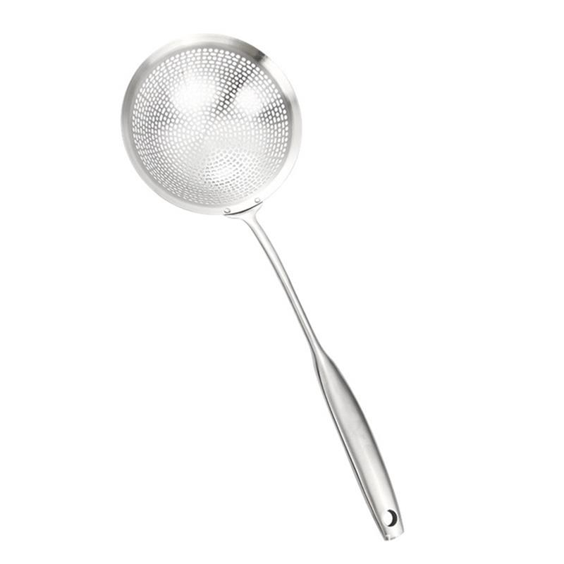 Skimmer Slotted Spoon, Heavy Duty 304 Stainless Steel Slotted Spoon with Vacuum Ergonomic Handle, Comfortable Grip Design Strainer Ladle for Kitchen