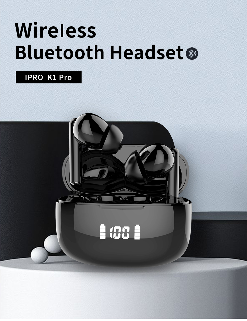 Wireless Earphones IPRO K1Pro Sports In-Ear TWS Earbuds HD Stereo For Xiaomi fone auriculares Headphone Black