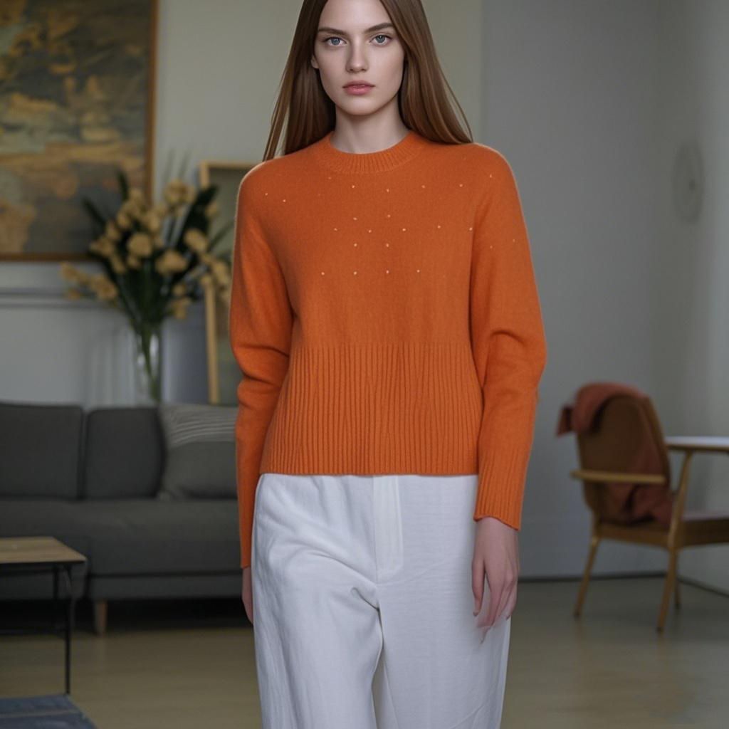Wool knit Sweater Round Neck Women's Sweater