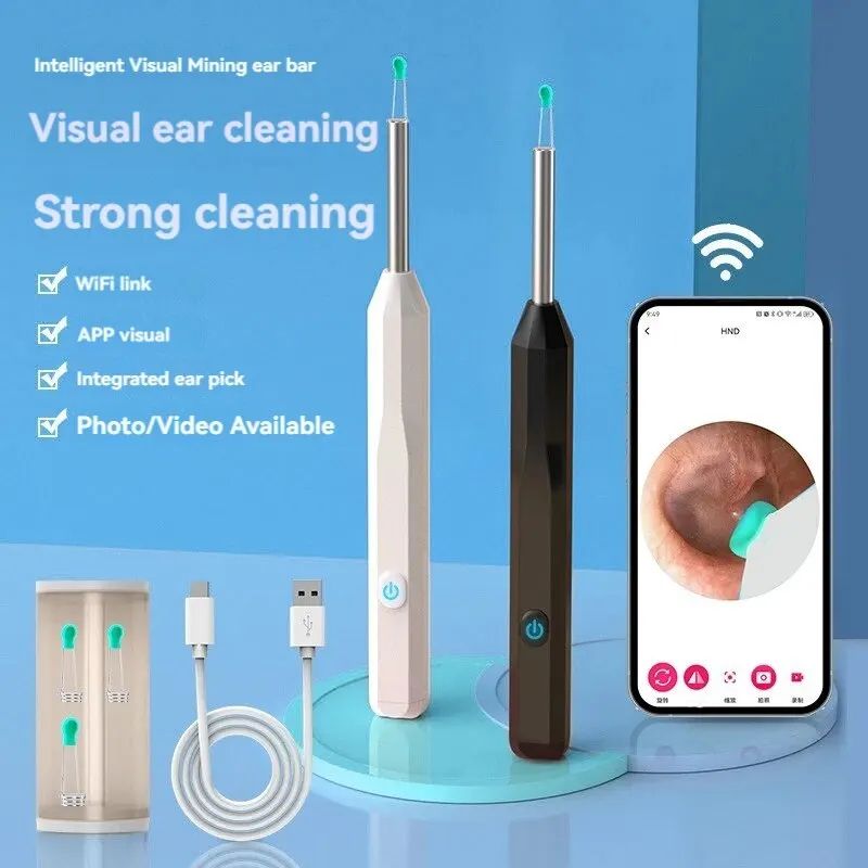 NE6 Wireless Ear Wax Remover Luminous Otoscope Ear Cleaner 1296P HD Visual Ear Sticks Endoscope Mini Camera Health Care