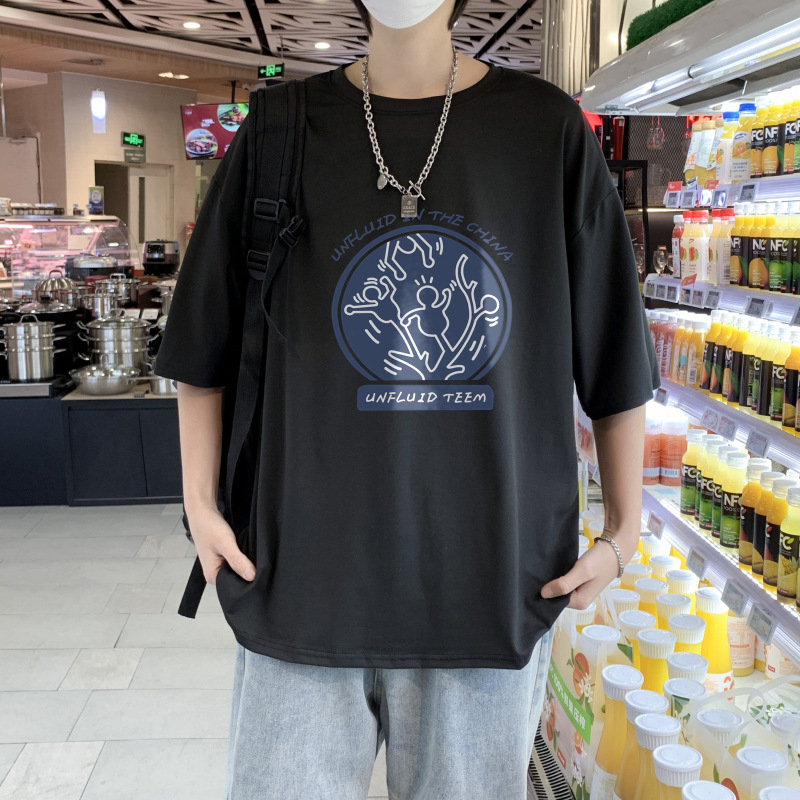 518 Popular Spring And Summer Loose Fashion Versatile Round Neck Short Sleeve Mens Oversized Printed T-shirts