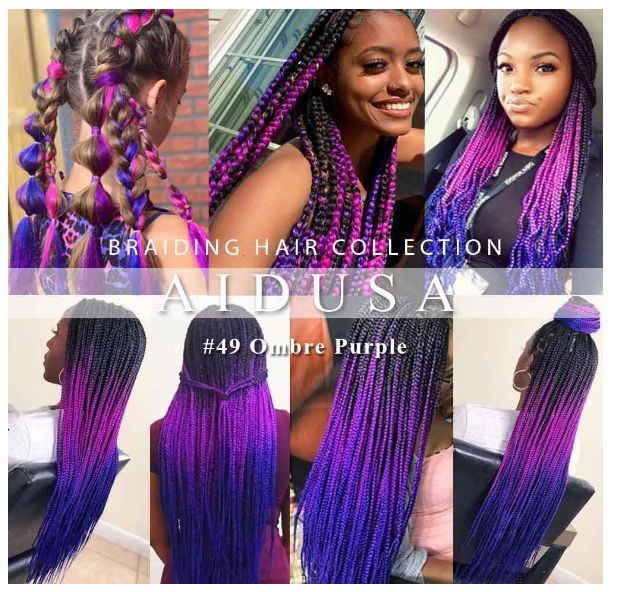 Obaasima Strands OS Ombre Braiding Hair 82" BY36 For African Braid And Rasta / Black / Purple / Blue