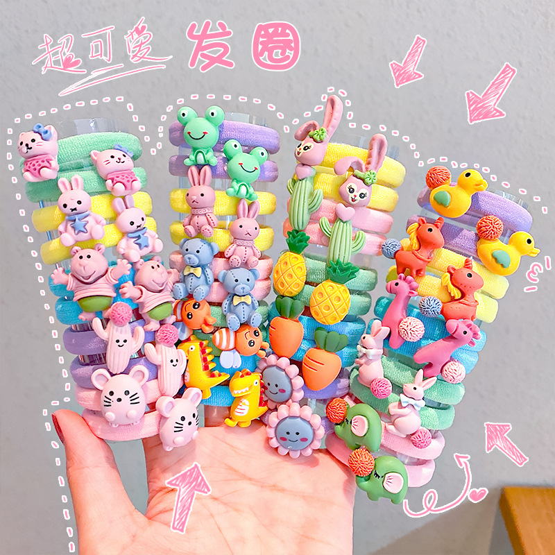 Head rope female Korea ins set small hair ring hair ornaments children cute hair rope headdress cartoon tie hair rubber band