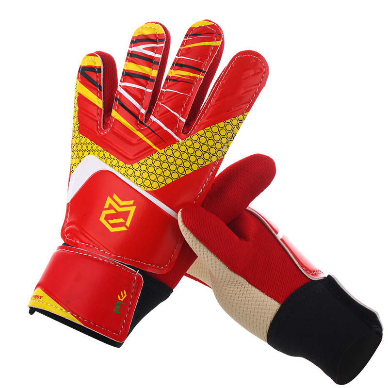 ME-06 Wear-Resistant Latex Finger Gloves Football Goalkeeper Non-Slip Protective Gear Outdoor Sports Equipment Universal StyleRed