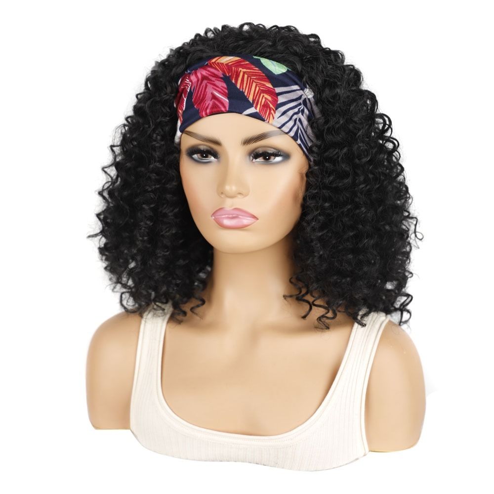 TopKiss Fashionable Short Curly Wig with High Temperature Fiber, Headband and Ice Silk Hairnet for Women's Dressup Local