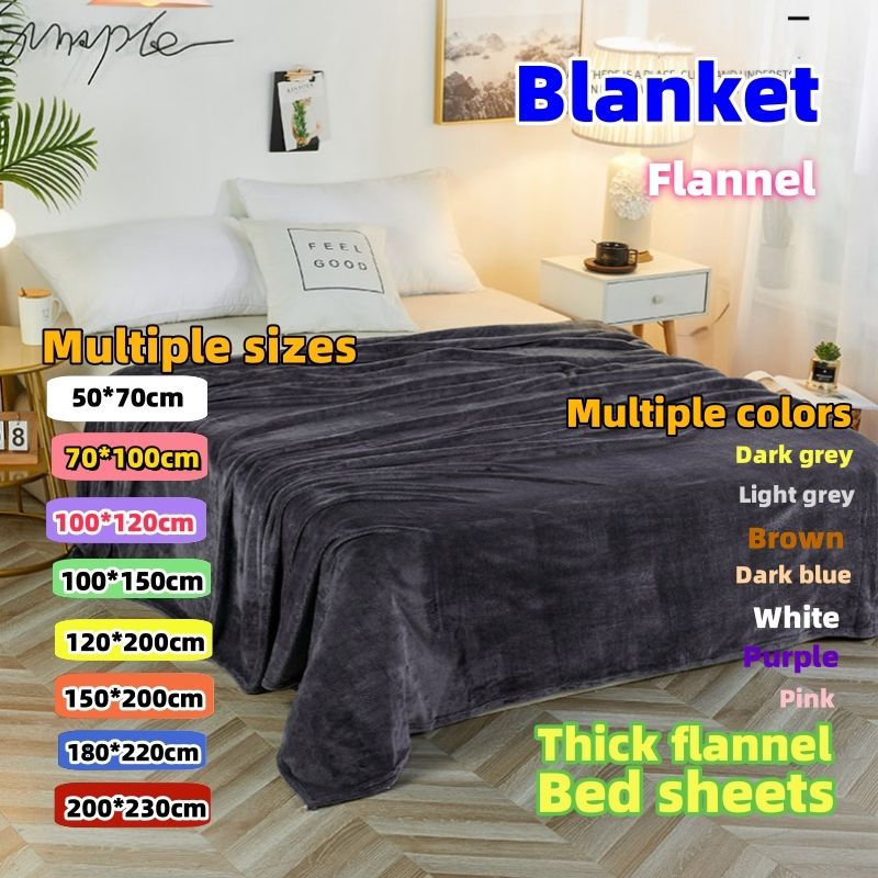 Blanket, flannel, coral fleece, plain color blanket, solid color velvet blanket, children's pet blanket CRRSHOP Thick flannel bed sheets