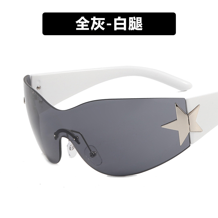 2024 New frameless five-pointed star integrated aviator sunglasses 8552