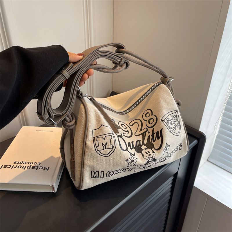 005 Women's Summer New Large-Capacity Cartoon Crossbody Bag Printed Casual Canvas Bag