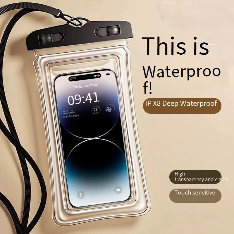 High-Transparency Touchscreen Waterproof Phone Pouch with Airbag Flotation – IPX8 Certified Universal Seal for Swimming, Rafting, Hot Springs & Outdoor Adventures