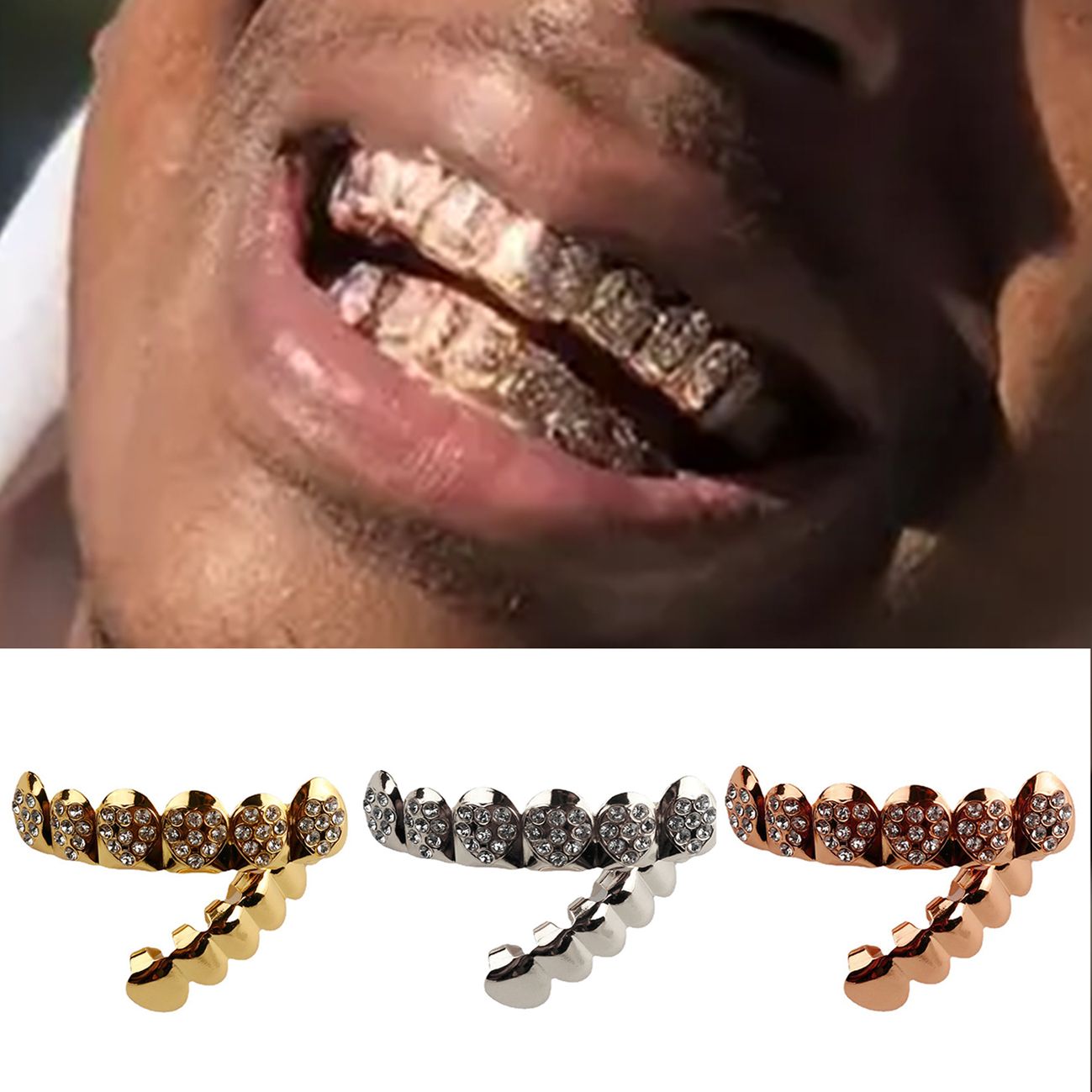 Hip-hop grillz personality fashion heart-shaped inlaid zircon grillz