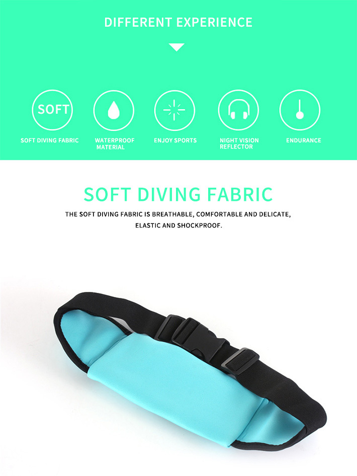 Reflective Running Belt Pouch Fanny Pack, Unisex Waterproof Waist Pouch Phone Holder Adjustable Workout Pack with Headphone Port Fits 6.5'' Phone