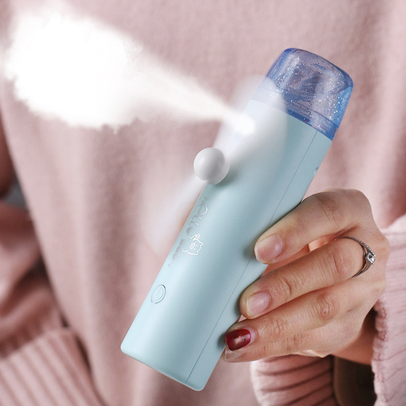 Portable Fan Handheld Portable Spray Natural Wind Mode Handheld Fan Portable Misting Usb Rechargeable Mini With Spray Bottle
