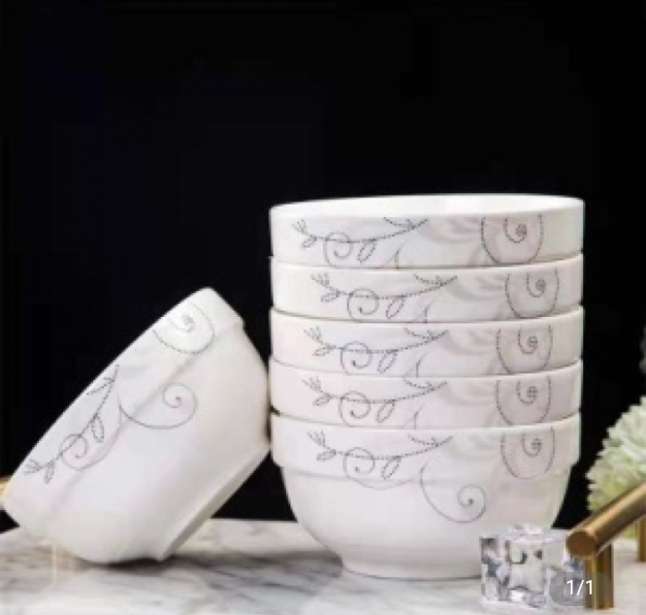 Ceramic bowl with pattern 5pcs 