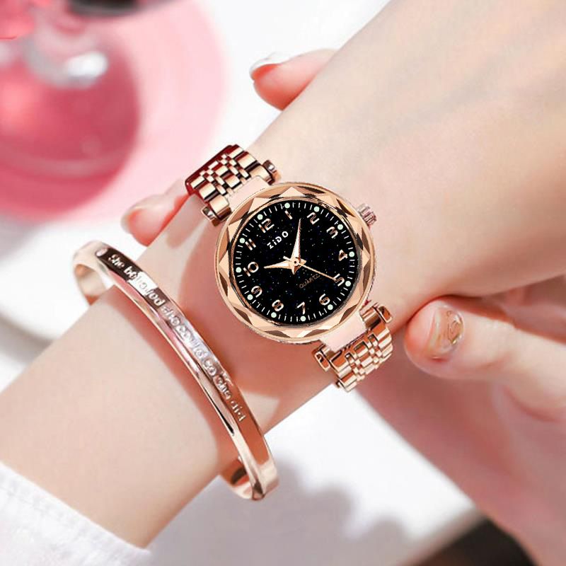 Women's Fashion Rose Gold Steel Belt Quartz Watch Waterproof Casual Watch