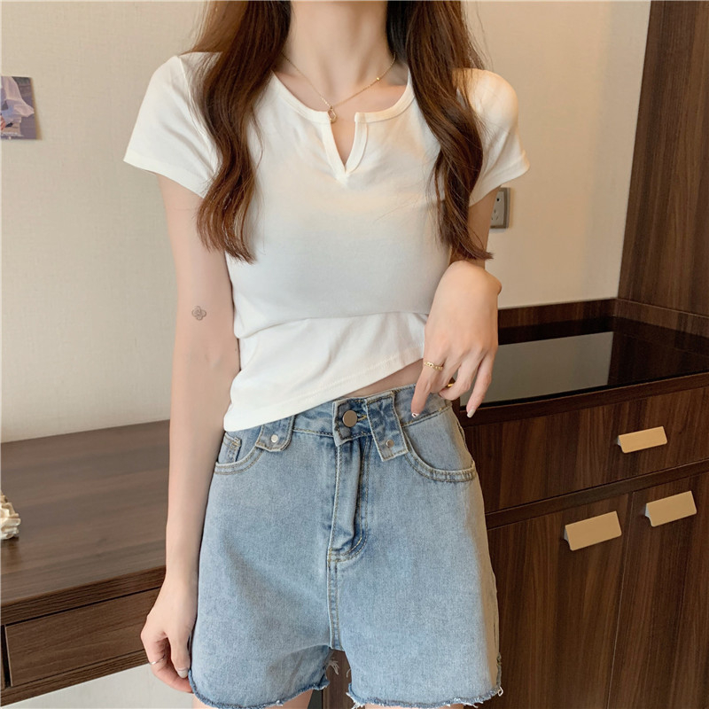 165 Women's Design Sense Slim Casual T-shirt Short Sleeves