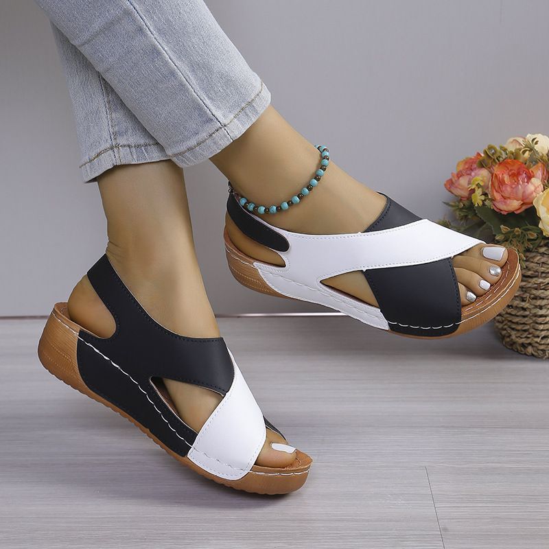 European and American Roman sandals women 2024 summer new sponge bottom Velcro breathable open toe beach sandals 601