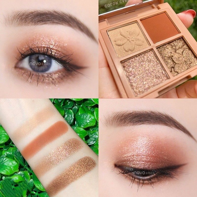 The four-color eyeshadow palette, the same makeup style as the Internet celebrity, with a bright and matte pearlescent eyeshadow palette for daily use