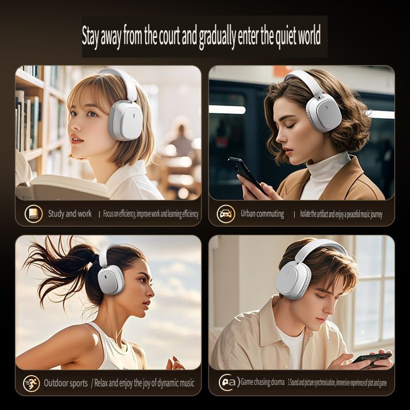 Wireless over-ear ultra-long battery life foldable stereo Bluetooth headphones

