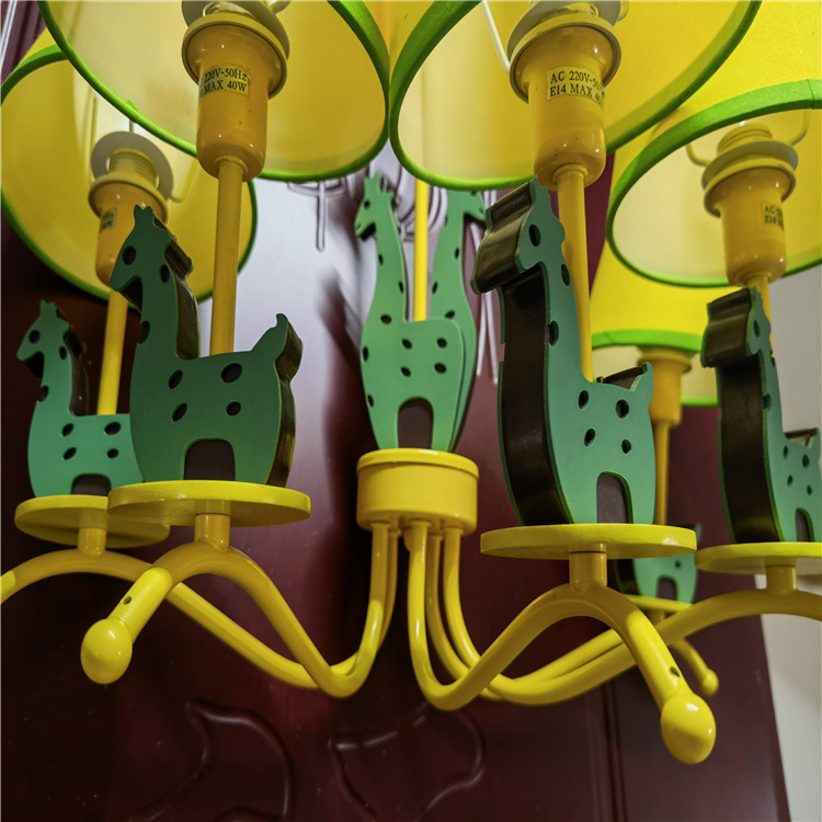 Special discount wholesale energy saving modern simple boys girls chandelier children bedroom green yellow pendant light carousel led ceiling lamp