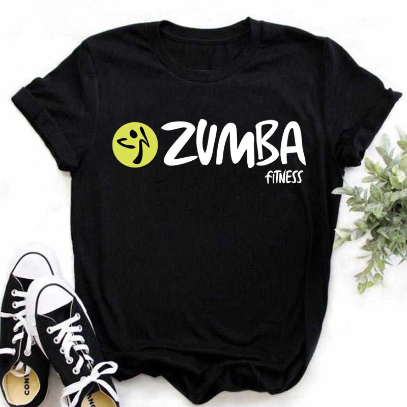 BT4697 Fashion Zumba Black Tshirt Women's Clothing Fitness Dance Letter Graphic Tees Shirt Sport Gymnastics Femme T-Shirt Tops
