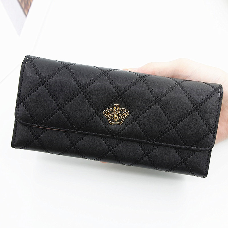 87# Latest Stylish Colored Crown Long Female Pu Leather Card Holder Clutch Wallets For Women