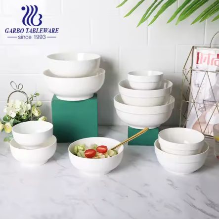 Ceramic Mixing Bowl Porcelain White Bowl for Kitchen, Soup, Salad, Pho, Pasta, Ramen, Popcorn