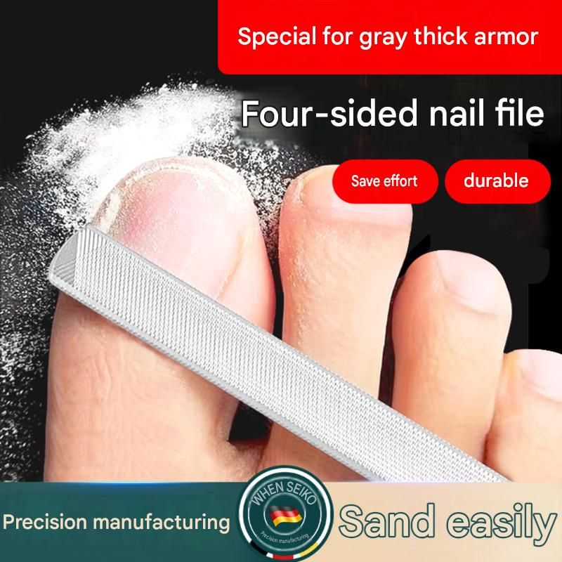 Stainless Steel Nail File Double Sided Grinding Tool, Professional Nail Buffer for Thick Hard Toenails, Foot Nail Polisher for Home Nail Care & Onychomycosis
