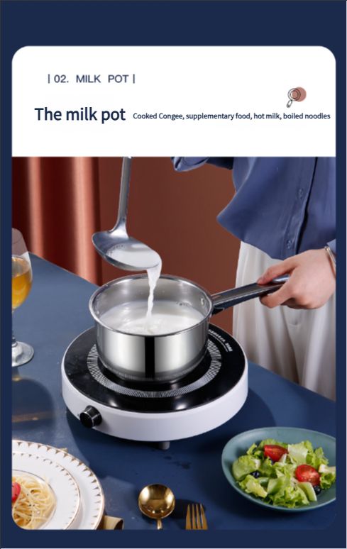 15-piece Stainless steel pot set thick composite bottom silver Cooking Pots frying pan soup pot milk pot spoon soup spoon stir fry spoon cookware set