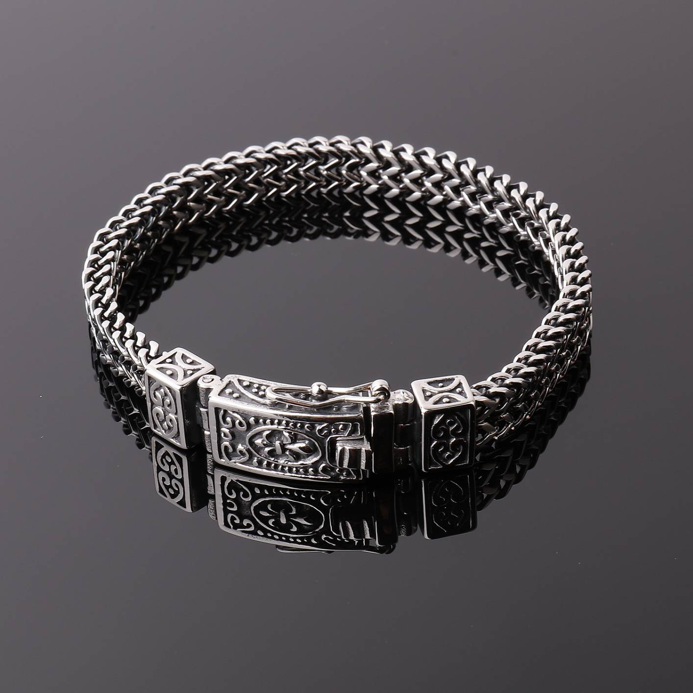 YS-FB858 Hip Hop Jewelry Double Row Chain Bracelet Men's Personality Punk Titanium Steel Trend Men's Chain Bracelet