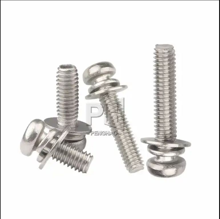Nickel-plated pan head cross with pad round head three combination screws spring pad m2 screws M3 M4 M5 M6 40 10 10