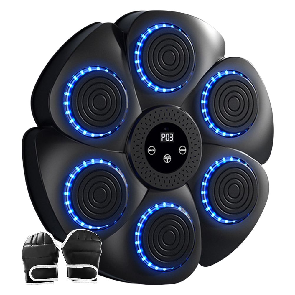 Music Boxing Machine Puncher Wall Mounted Boxing Fitness Training Punching Exercise Equipment RGB Light Indoor Sports Equipment with Gloves for Home WorkoutBlack