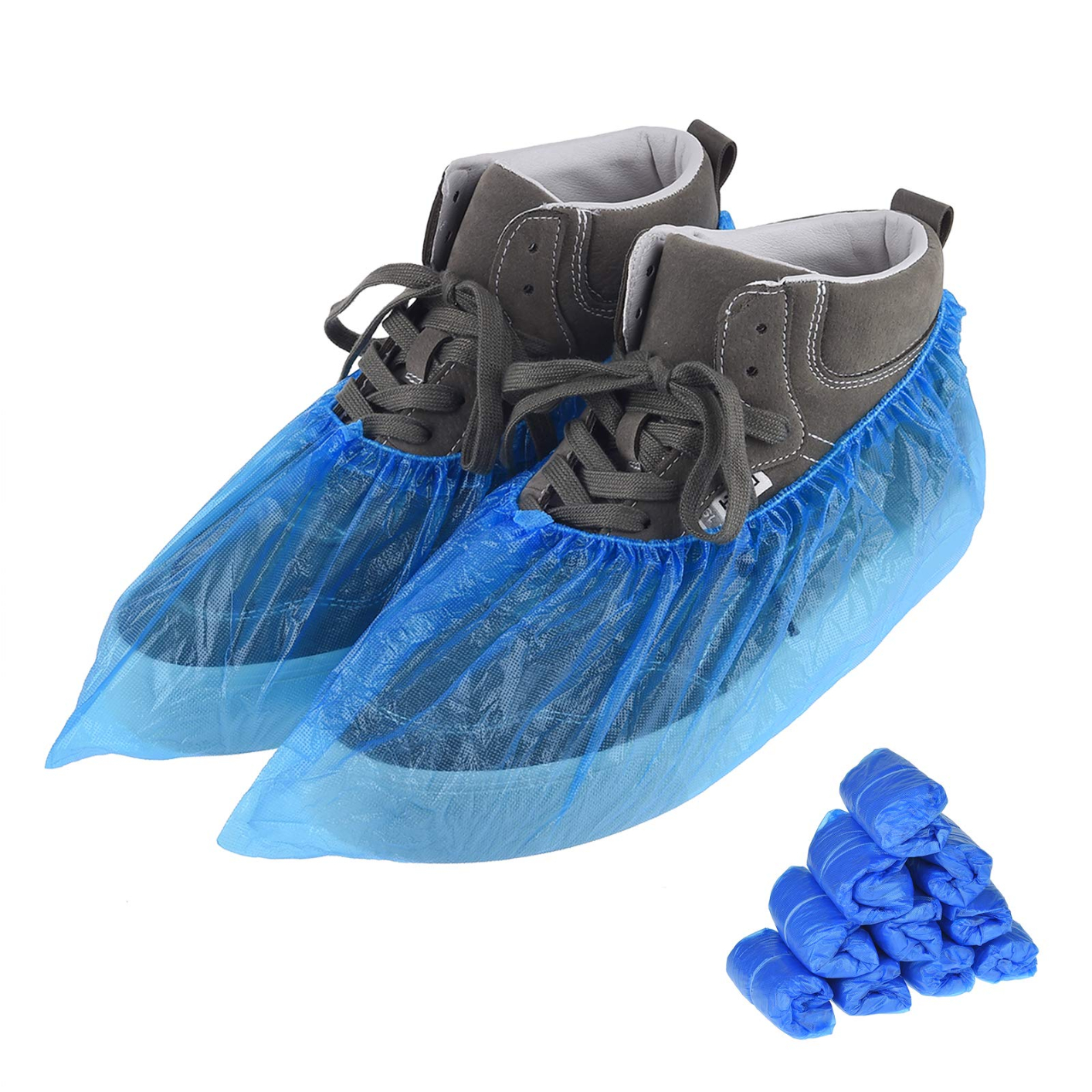 100 PCS（50 Pairs）Shoe Covers Disposable, Green Convenience, Recyclable, Boot Cover, Waterproof, Non slip, Dust proof, One Size Fit All, Durable PE Material, Blue, Protect Your Shoes, Floor, Carpet