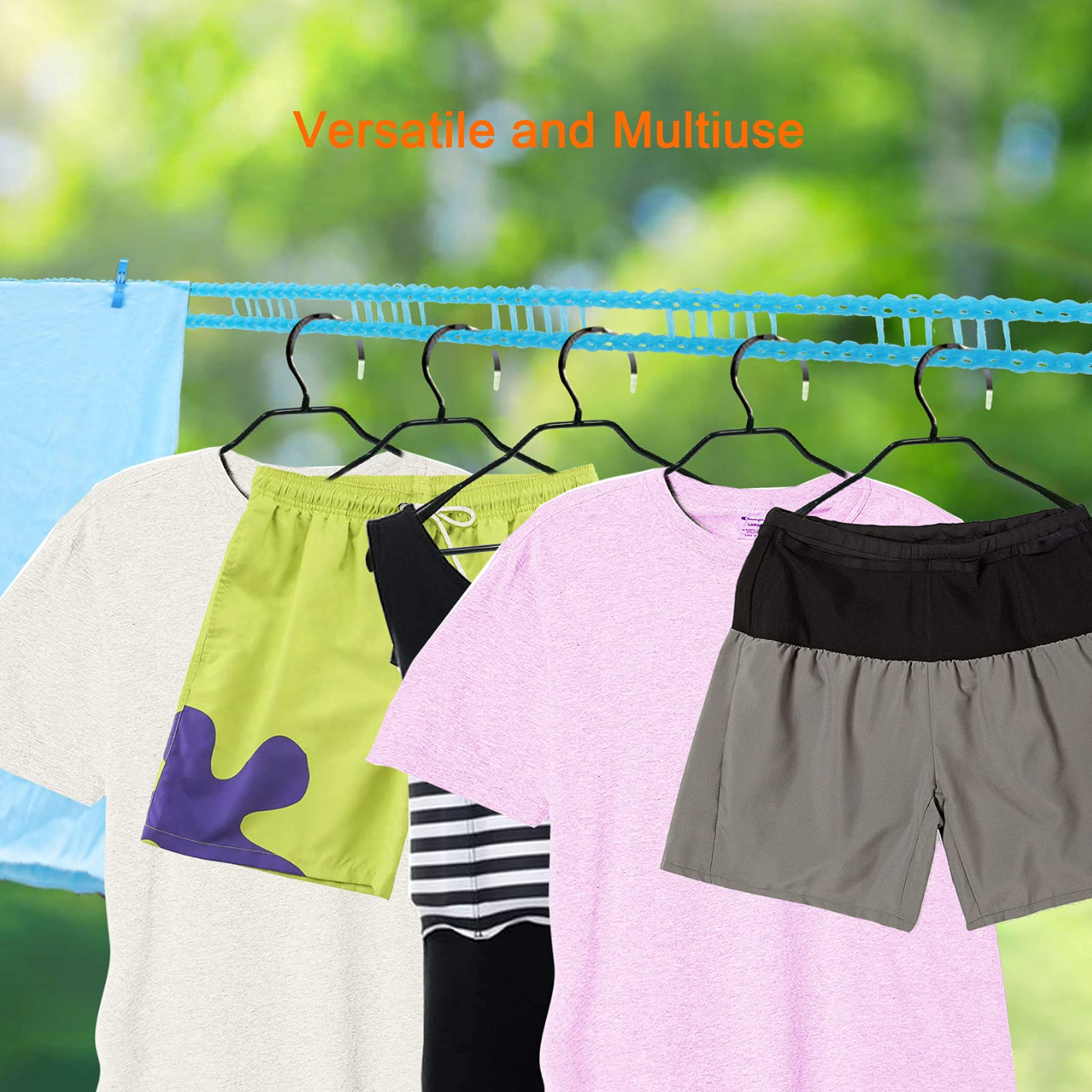 C4134 Windproof Clothesline, Camping Clothesline, Durable Travel Clothes Line Rope, Portable Clothes Drying Line, Heavy Duty, Length Adjustable Non-Slip Clothing Line Outdoor Indoor