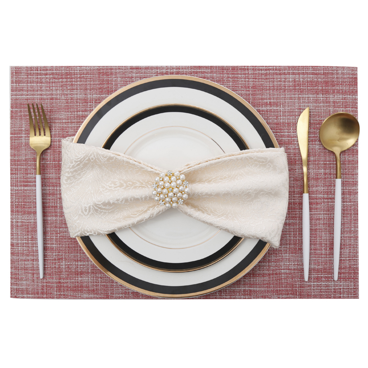 Createshao PVC Woven Printing Rectangular Teslin Placemat Waterproof Non-slip Table Mat Jacquard Table Mat