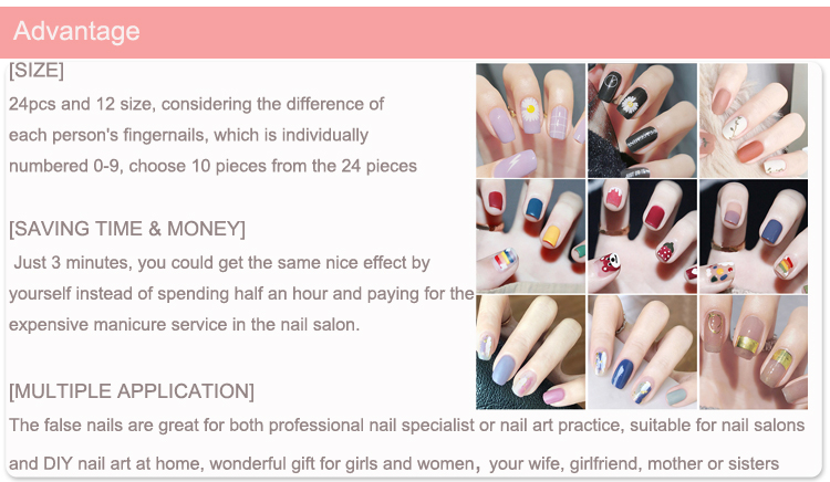 Women Gift wear Nails Blue Fire Print Wearable Nails Fake Nail 