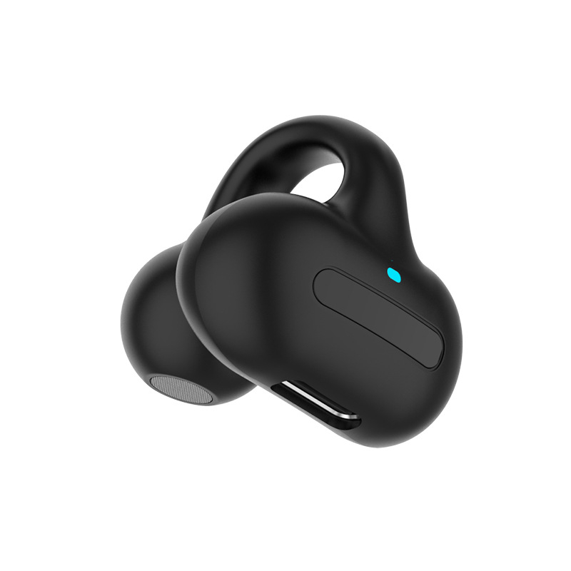 The New Bluetooth Headset Single Ear Clip Ear Type Not In The Ear Hanging Ear Black Technology Concept Bone Conduction Outward Headset