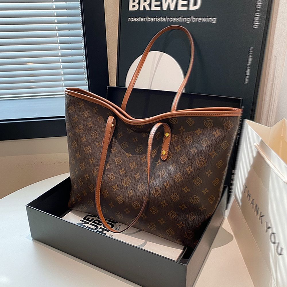Commuting Big Bag 2025 New Old Flower Large Capacity Single Shoulder Women's Bag High Grade Handheld Trendy Tote Bag