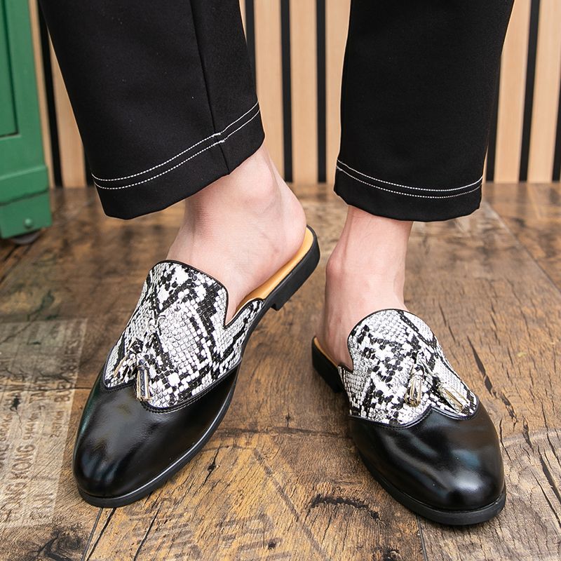 Youth Men Leisure Cool Mules Man Summer Slippers Fashion Casual Leather Loafers Flats Shoes Pu Breathable Slip On Footwears For