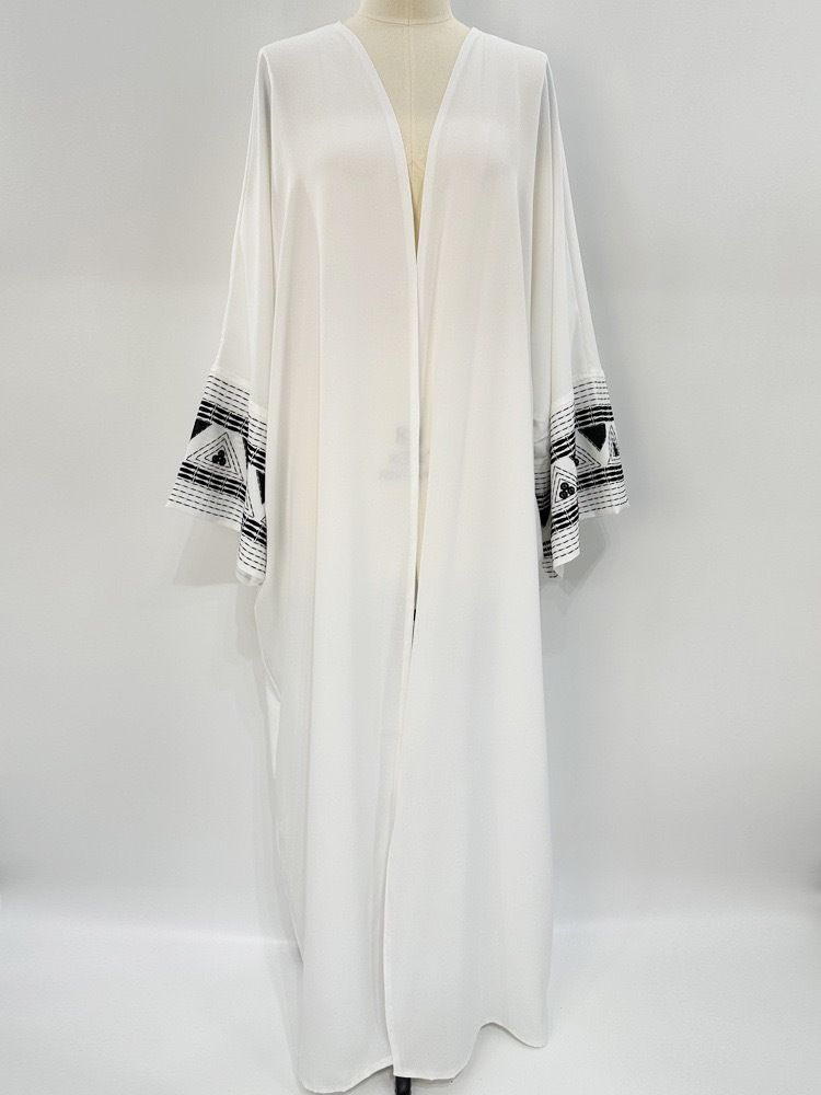 Embroidered Robe Fashion Outerwear Abaya Robewhite