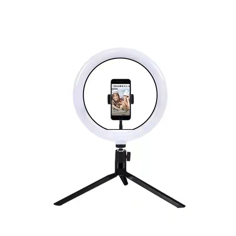 Live online celebrity anchor beauty 10-inch folding tripod bracket mobile phone led round fill light.