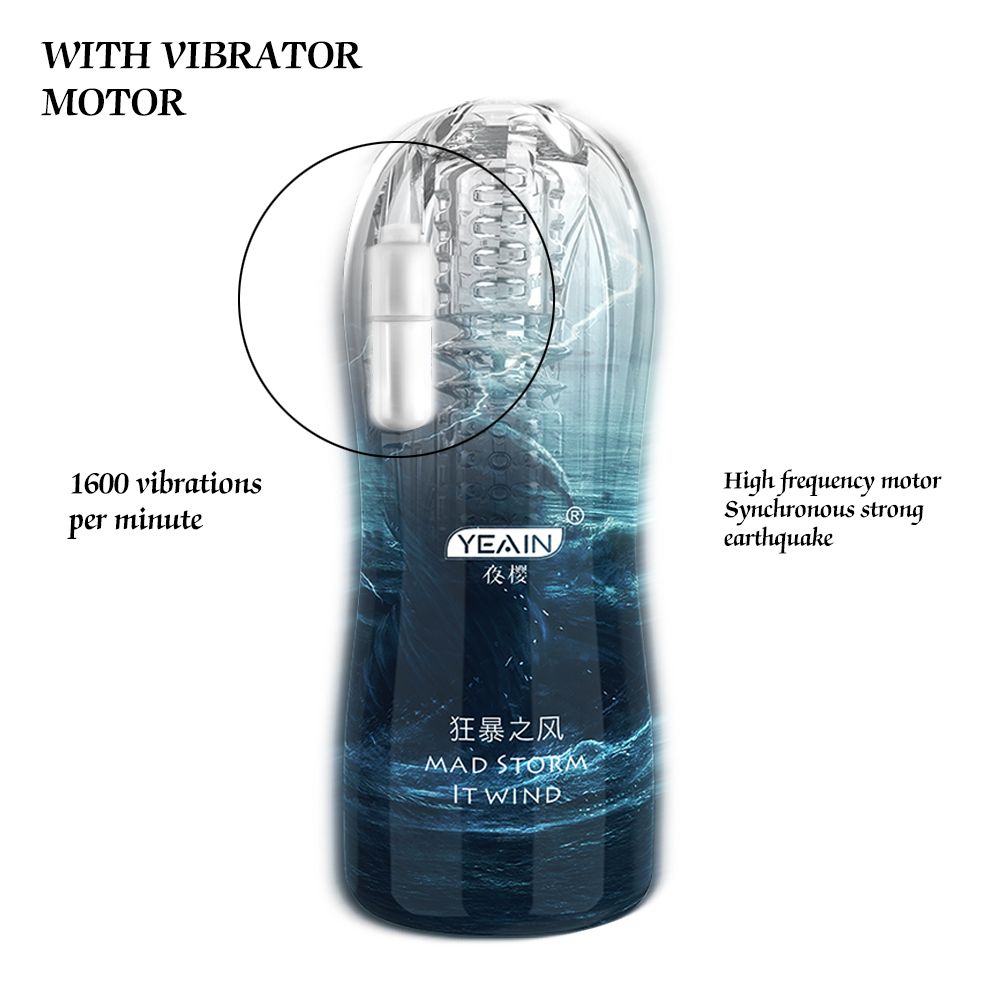 YY715 Manual/Automatic Sucking Extrusion Male Masturbators, Portable Transparent Pocket Pussy Stroker with Vagina Textured Blowjob Sex Toys Penis TPE Masturbation Sleeve for Men