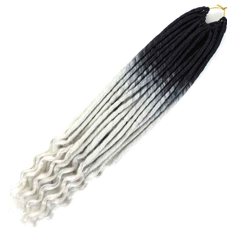 1B 20inch Staight Goddess Locs Crochet Gradient Color Synthetic Braiding Hair Extension 50cm 75g/Pcs Light Grey 1Pcs/Bag