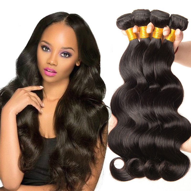 FT002 Brazilian Hair Bundle Body Wave 8A Virgin Unprocessed Human Hair Bundles Remy Human Hair Extensions Weave - Wavy Hair, Double Weft, Natural Black, 100g/Bundle