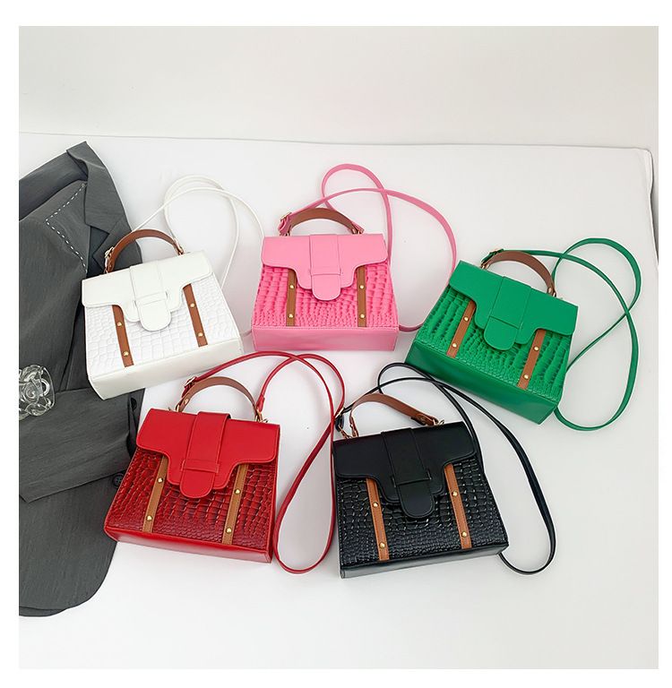 2024 summer new crocodile grain contrast color handbag Europe and the United States fashion large capacity single shoulder crossbody small square bag xmd7205