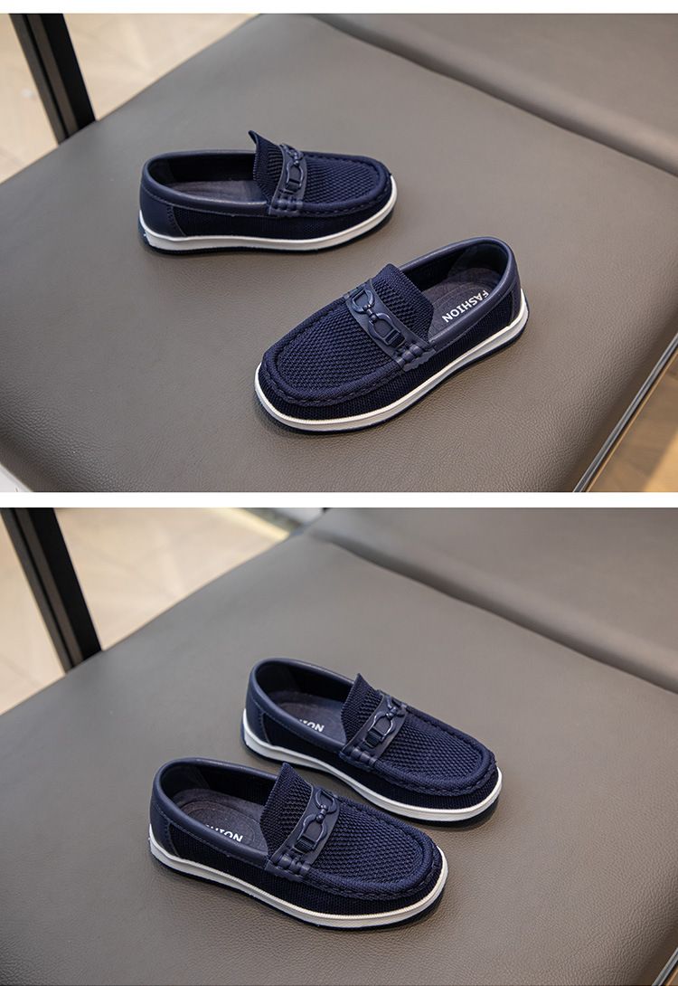 Loafer Kid Children's Shoes Spring Autumn New Flyknit Shoes Children's British Style Casual Shoes Slip on Bean Shoes