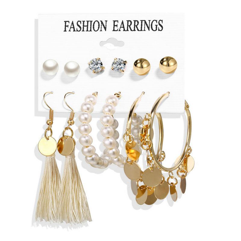 5544 6pcs Stylish Bohemian Earrings for Women Set of New Stylish Geometric Earrings for Women's Fashion Jewelry